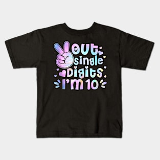 Peace Out Single Digits I'm 10 Year Old Girl 10th Birthday Kids T-Shirt